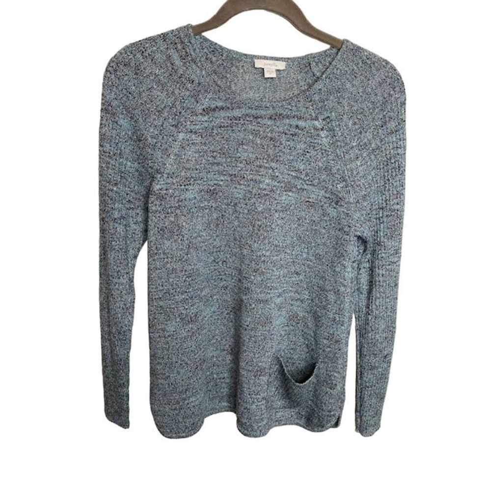 J. Jill Pure Jill Turquoise Blue Gray Marled Linen Blend Crewneck Sweater XS NWT